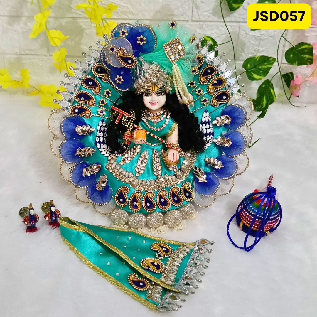 Janmashtami special Sky Blue Leaf heavy poshak and heavy Matching Pagdi|Size- 5, 6 Number  | JSD057