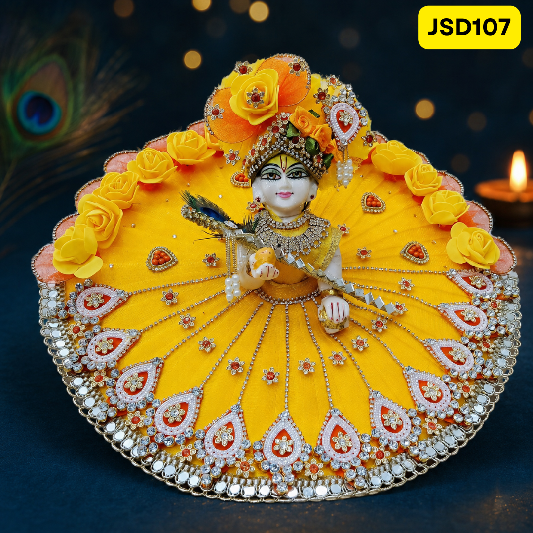 Yellow Laddu Gopal Ji Poshak with Matching Pagdi | JSD107