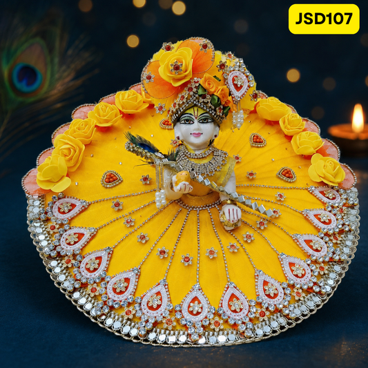 Yellow Laddu Gopal Ji Poshak with Matching Pagdi | JSD107