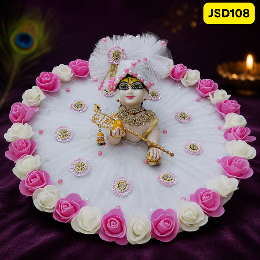 White Laddu Gopal Ji Poshak with Matching Pagdi | JSD108