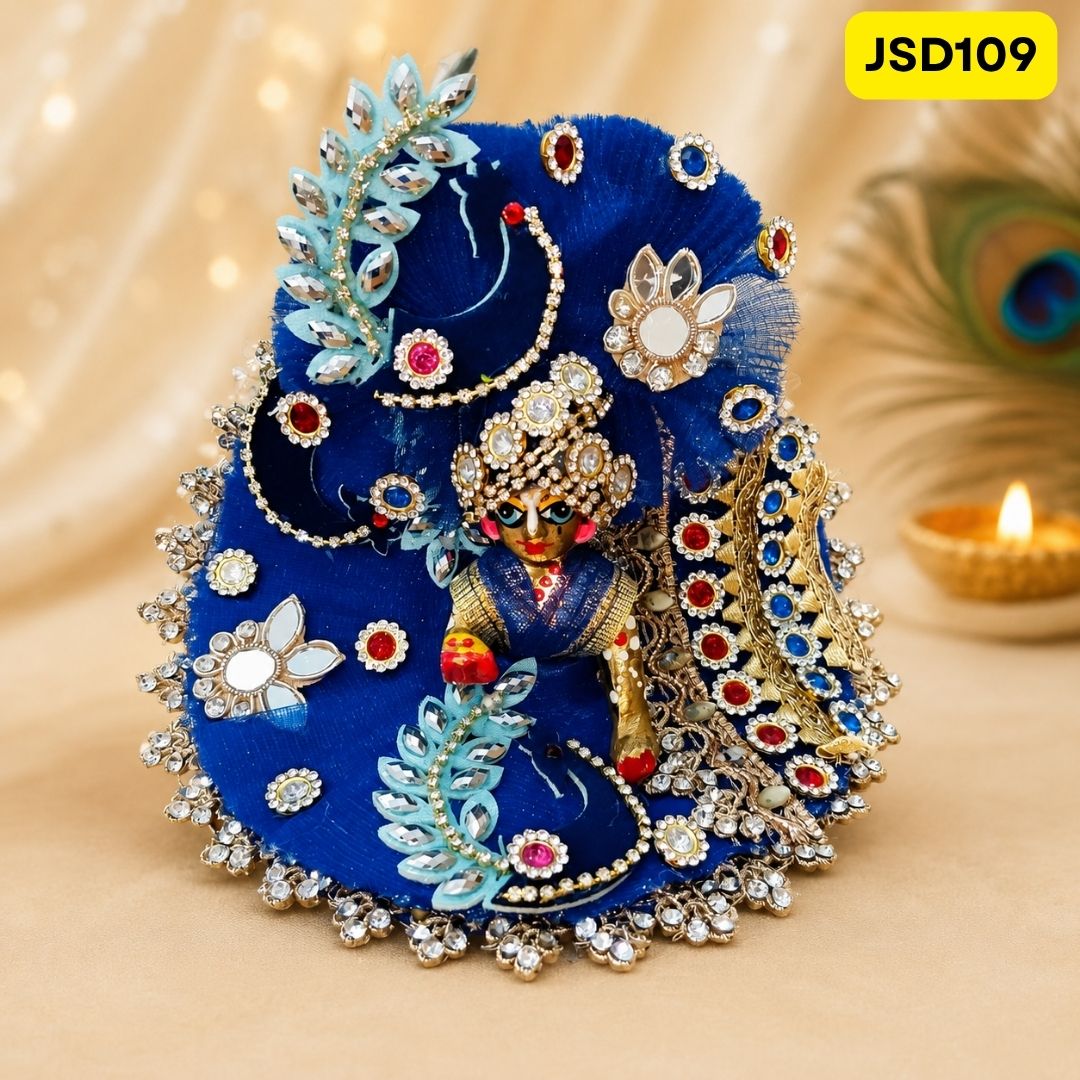 Royal-Blue Laddu Gopal Ji Poshak with Matching Pagdi | JSD109