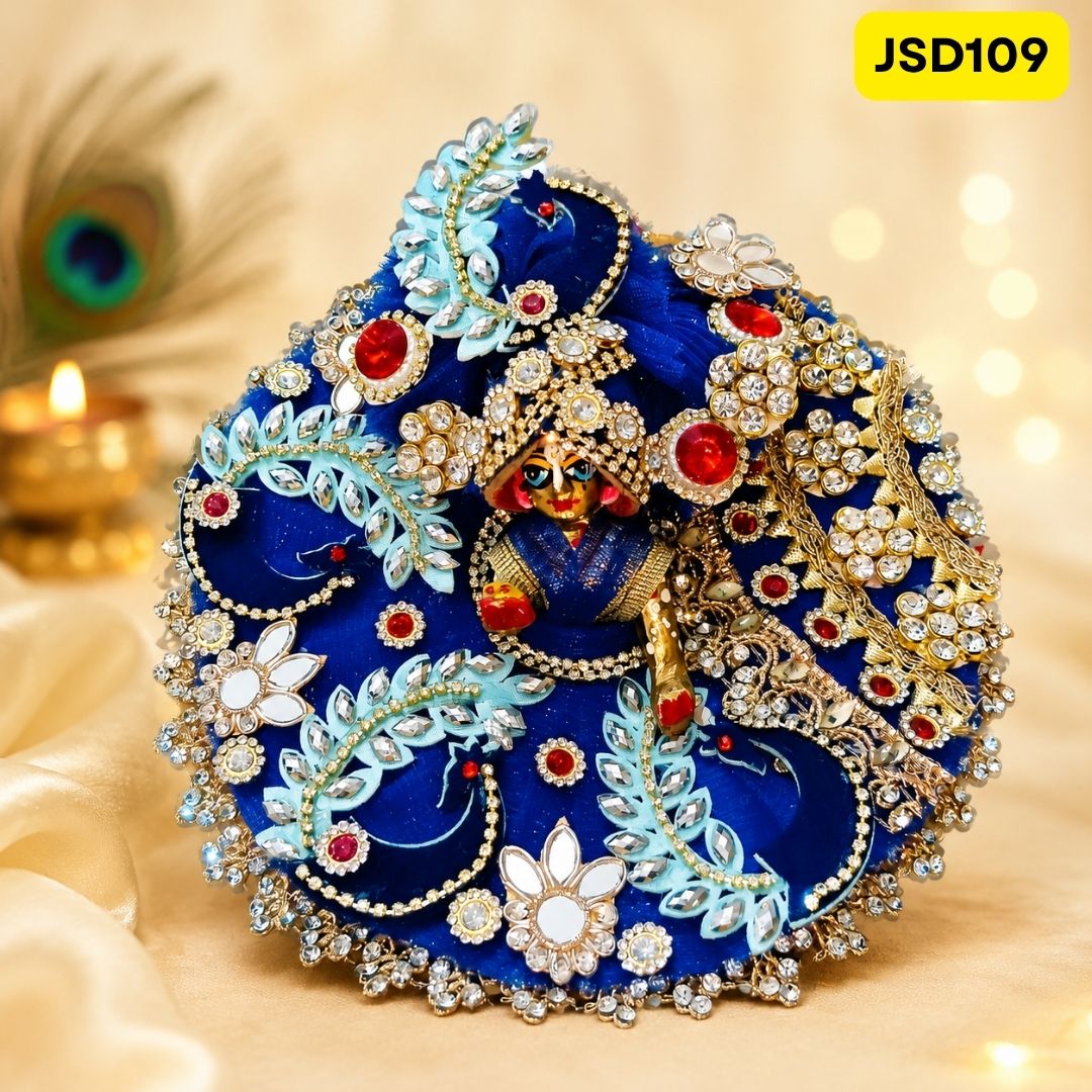 Royal-Blue Laddu Gopal Ji Poshak with Matching Pagdi | JSD109