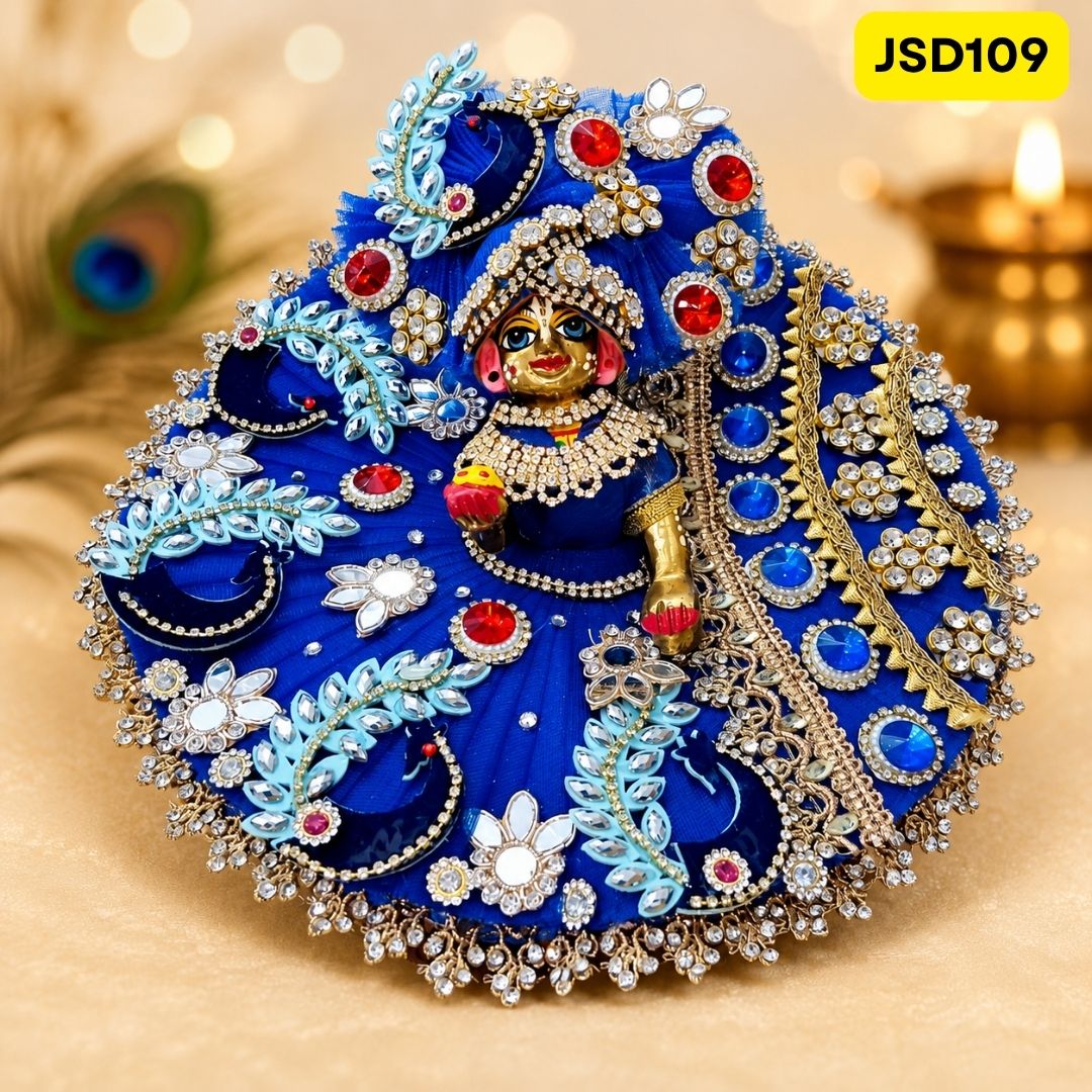 Royal-Blue Laddu Gopal Ji Poshak with Matching Pagdi | JSD109