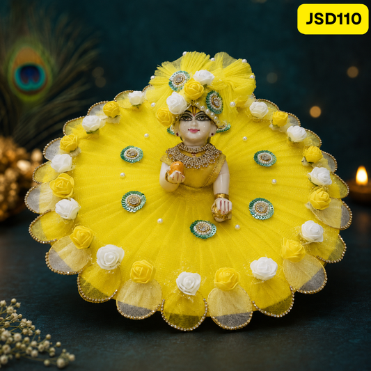 Yellow Laddu Gopal Ji Poshak with Matching Pagdi | JSD110