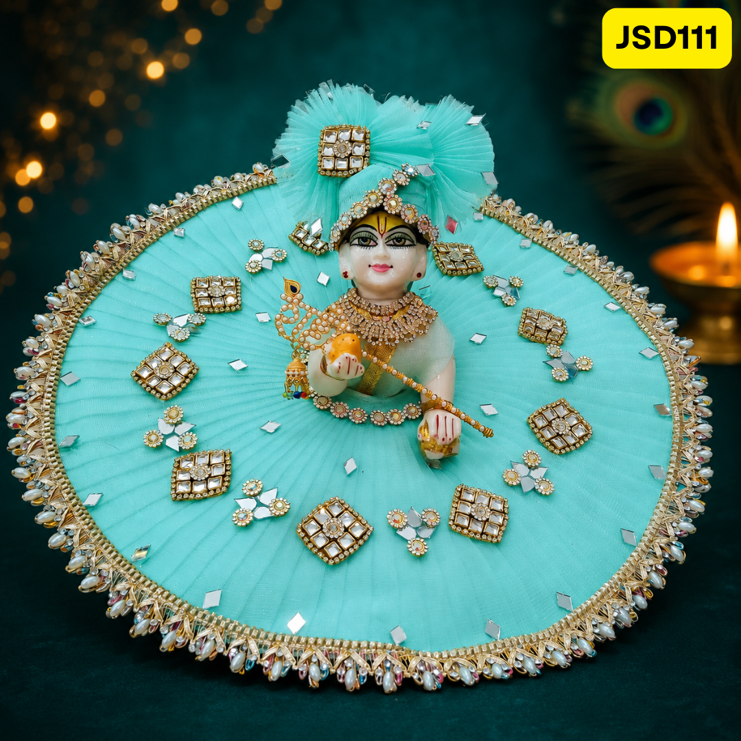 Sea Green Laddu Gopal Ji Poshak with Matching Pagdi | JSD111
