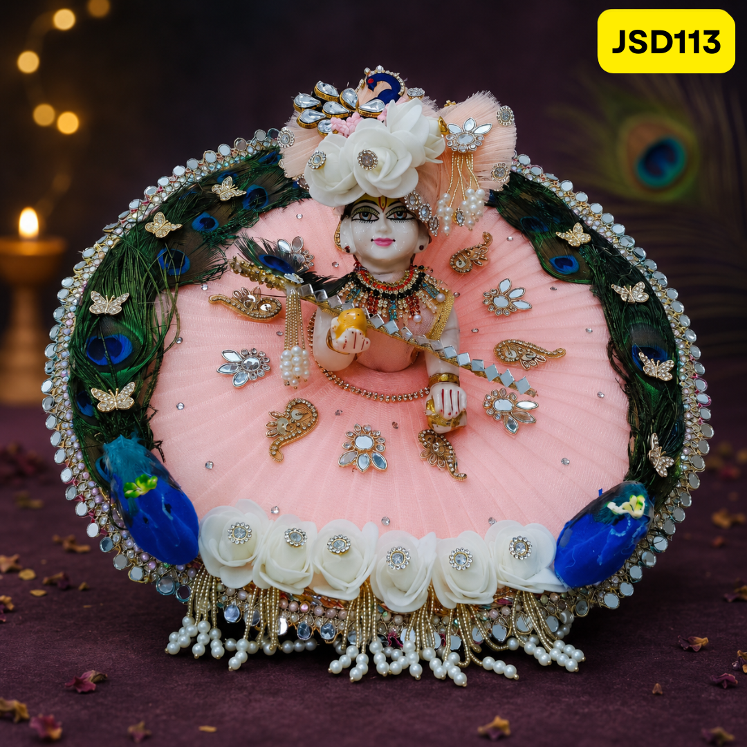 Pink Laddu Gopal Ji Poshak with Matching Pagdi | JSD113