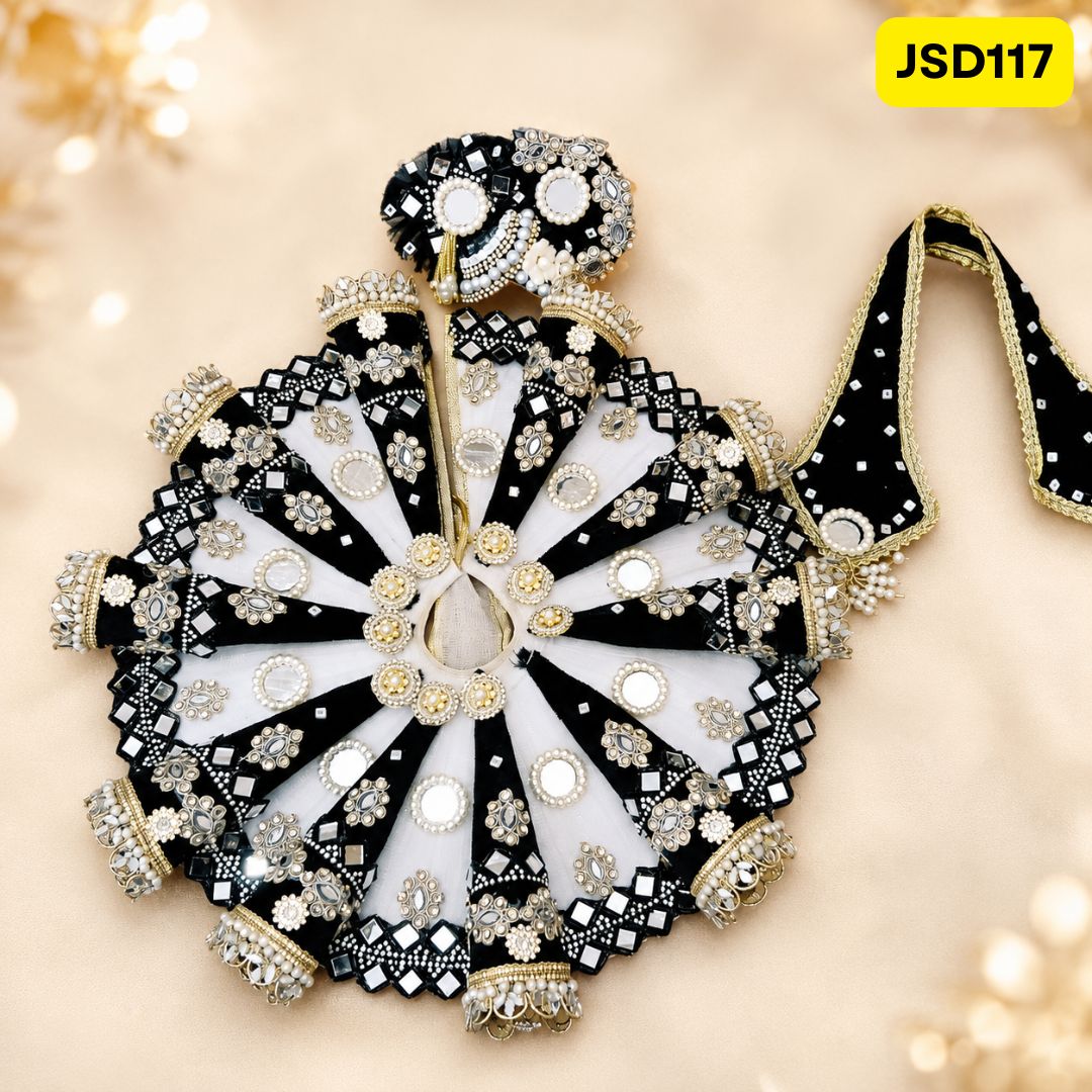 Black and White Cone Dress for Laddu Gopal | JSD117