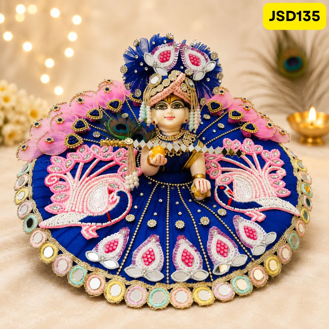 Blue Peacock  Laddu Gopal Poshak with Matching Pagdi | JSD135