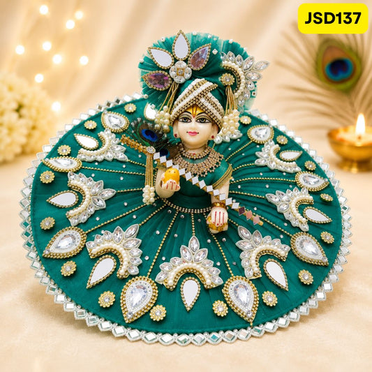 Rama Green Laddu Gopal Poshak with Matching Pagdi | JSD137