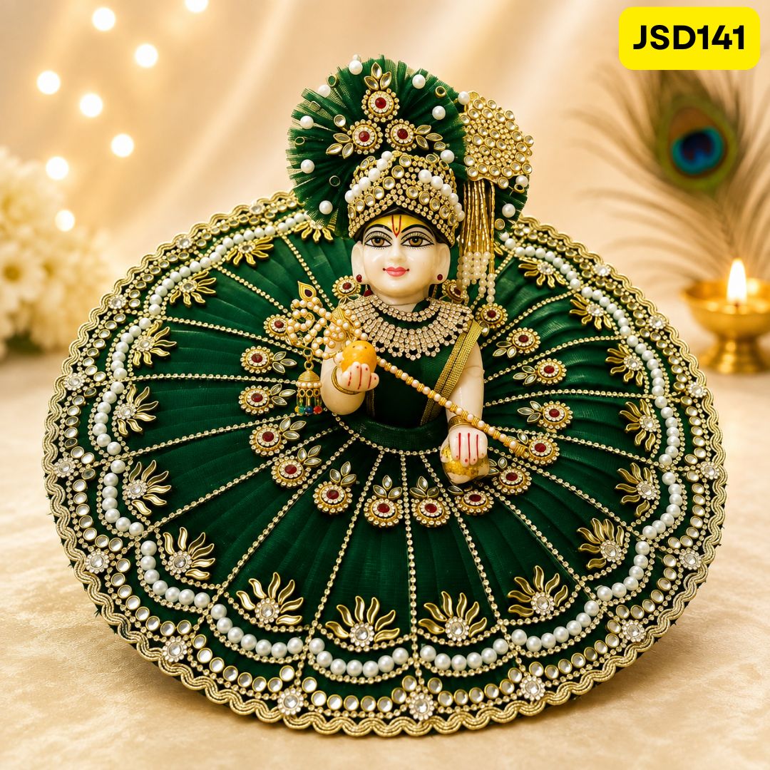 Dark Green Laddu Gopal Poshak with Matching Pagdi | JSD141
