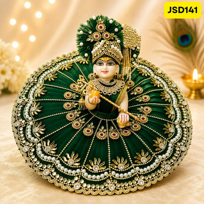 Dark Green Laddu Gopal Poshak with Matching Pagdi | JSD141