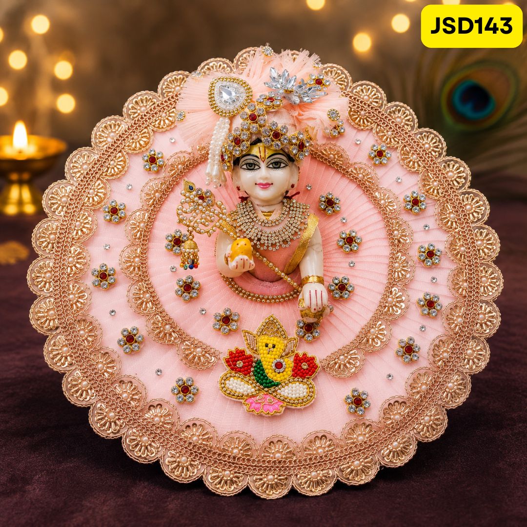 Pink Designer Laddu Gopal Poshak with Matching Pagdi | JSD143