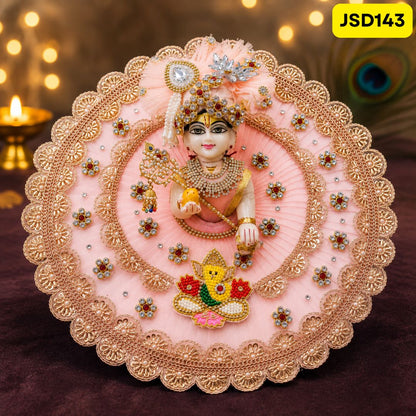 Pink Designer Laddu Gopal Poshak with Matching Pagdi | JSD143