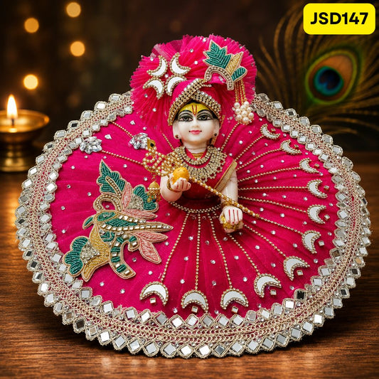 Rani Pink Designer Laddu Gopal Poshak with Matching Pagdi | JSD147