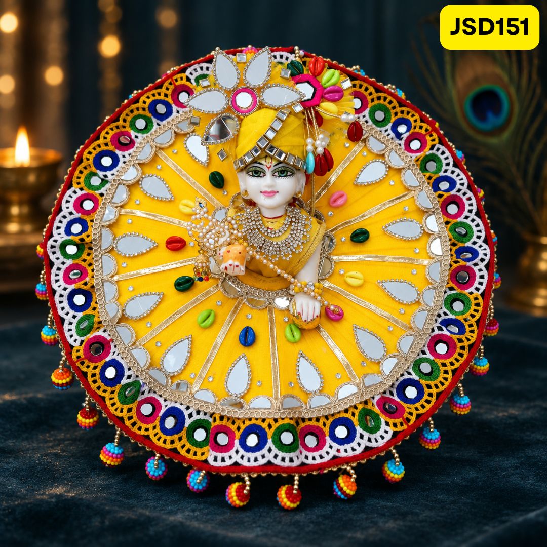 Navratri Special Laddu Yellow Poshak for Laddu Gopal Ji with Matching Pagdi | JSD151