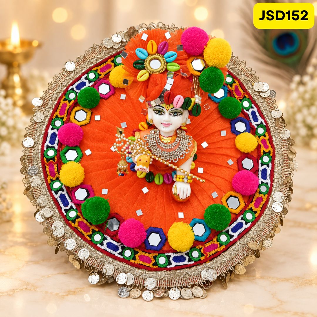 Navratri Special Orange Poshak for Laddu Gopal Ji with Matching Pagdi | JSD152