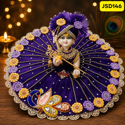 Royal Purple Designer Laddu Gopal Poshak with Matching Pagdi | JSD146