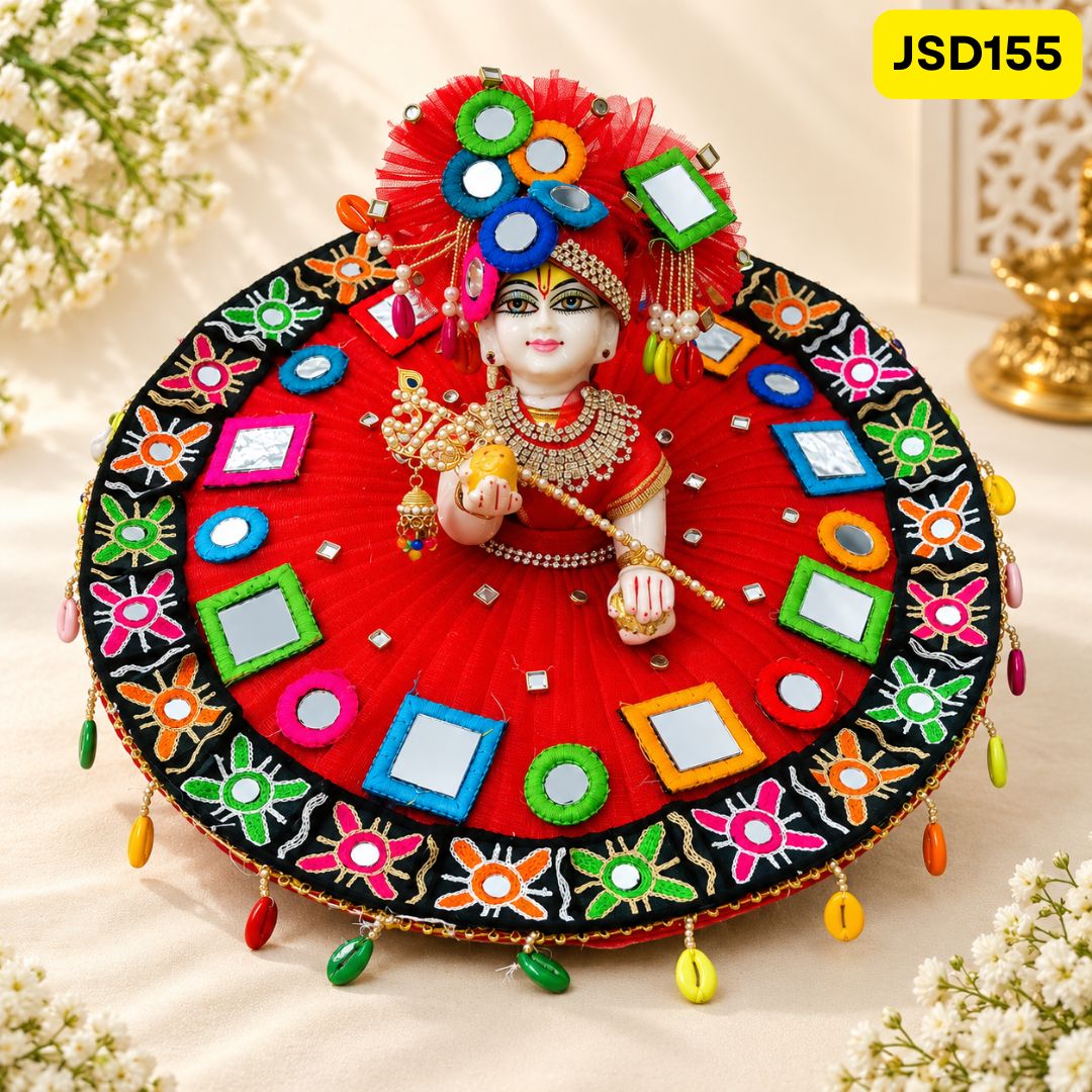 Garba Special Red Poshak for Laddu Gopal Ji with Matching Pagdi | JSD155