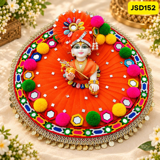 Navratri Special Orange Poshak for Laddu Gopal Ji with Matching Pagdi | JSD152