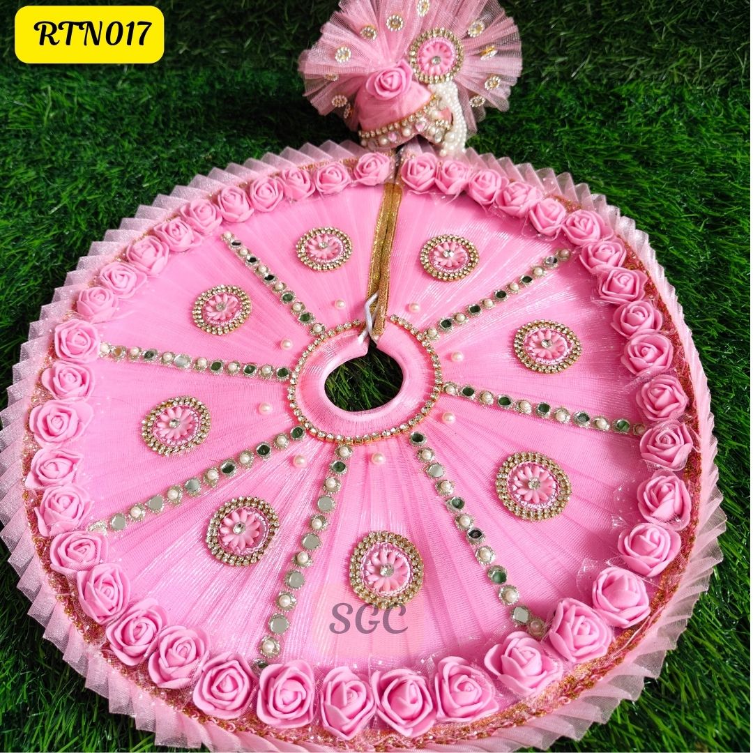 Pink Laddu Gopal Dress with Rose and  Matching Pagdi |Size- 4 | RTN017