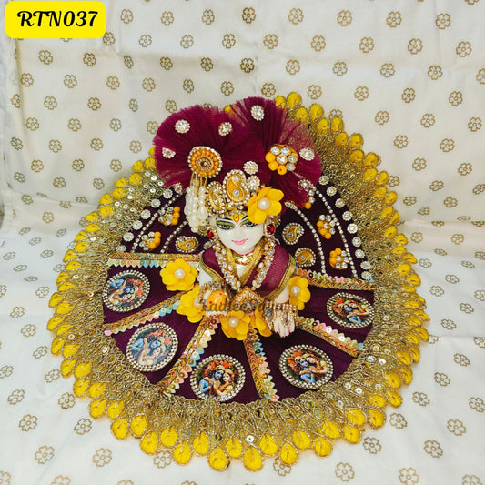 Wine Stone Work Pearl Work Floral Zari Poshak for Laddu Gopal | RTN037