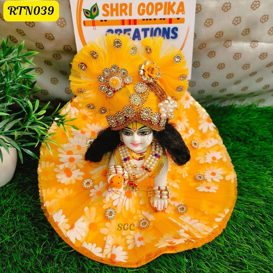 Yellow Floral Laddu Gopal Dress |Size- ( 2, 3, 4, 5, 6 )| RTN039