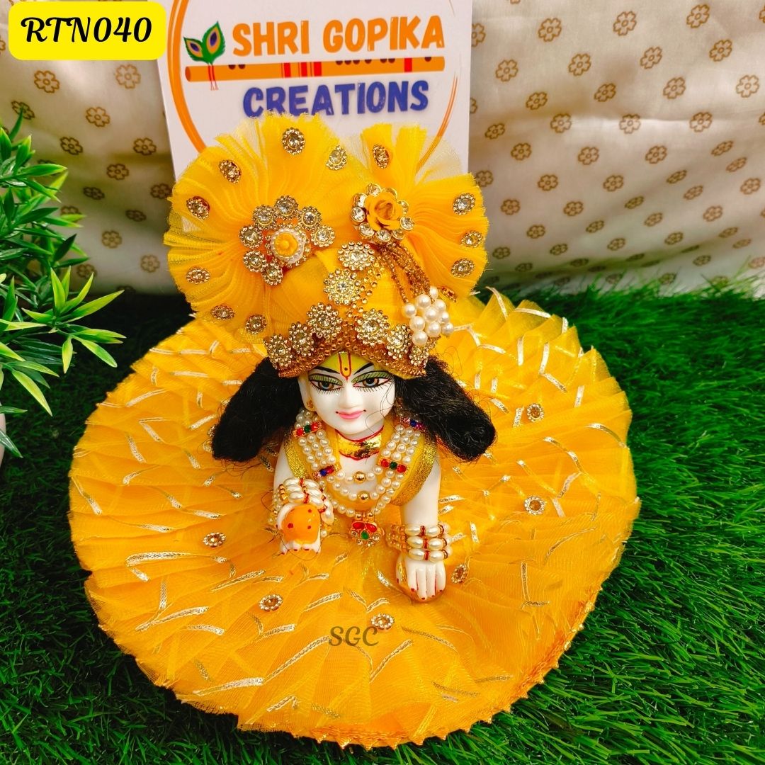 Golden Yellow Laddu Gopal Dress |Size- ( 5, 6 )| RTN040