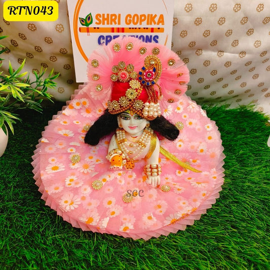 Pink Floral Laddu Gopal Dress |Size- ( 2, 6 )| RTN043