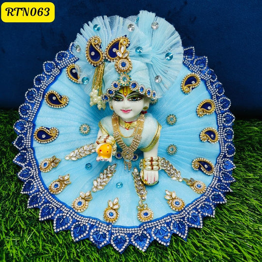 Elegant Blue Laddu Gopal Net Poshak  | RTN063