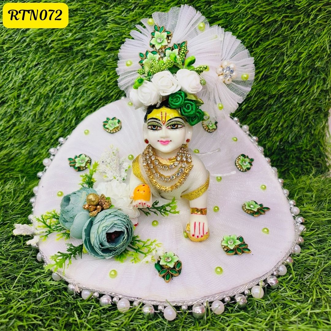 Floral White Laddu Gopal Poshak – Pure and Serene Design | RTN072