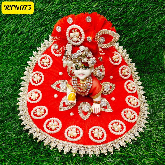 Red Designer Poshak for Laddu Gopal  | Size- (5, 6)| RTN075