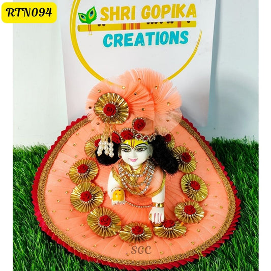 Peach Designer Poshak for Laddu Gopal | Size- (1, 5) | RTN094