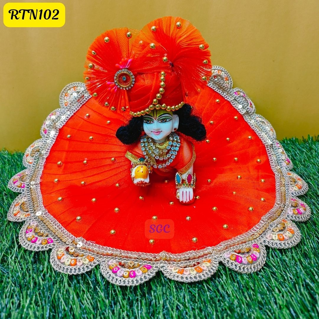 Bright Orange Laddu Gopal Dress |Size- ( 0, 4, 5 ) | RTN102