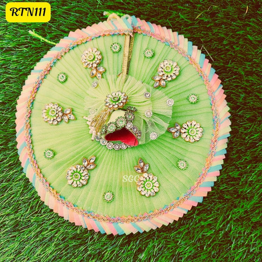 Pista Green Laddu Gopal Dress with Beaded Border  |Size- 1  RTN111