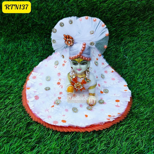 White floral Laddu Gopal Dress | RTN137