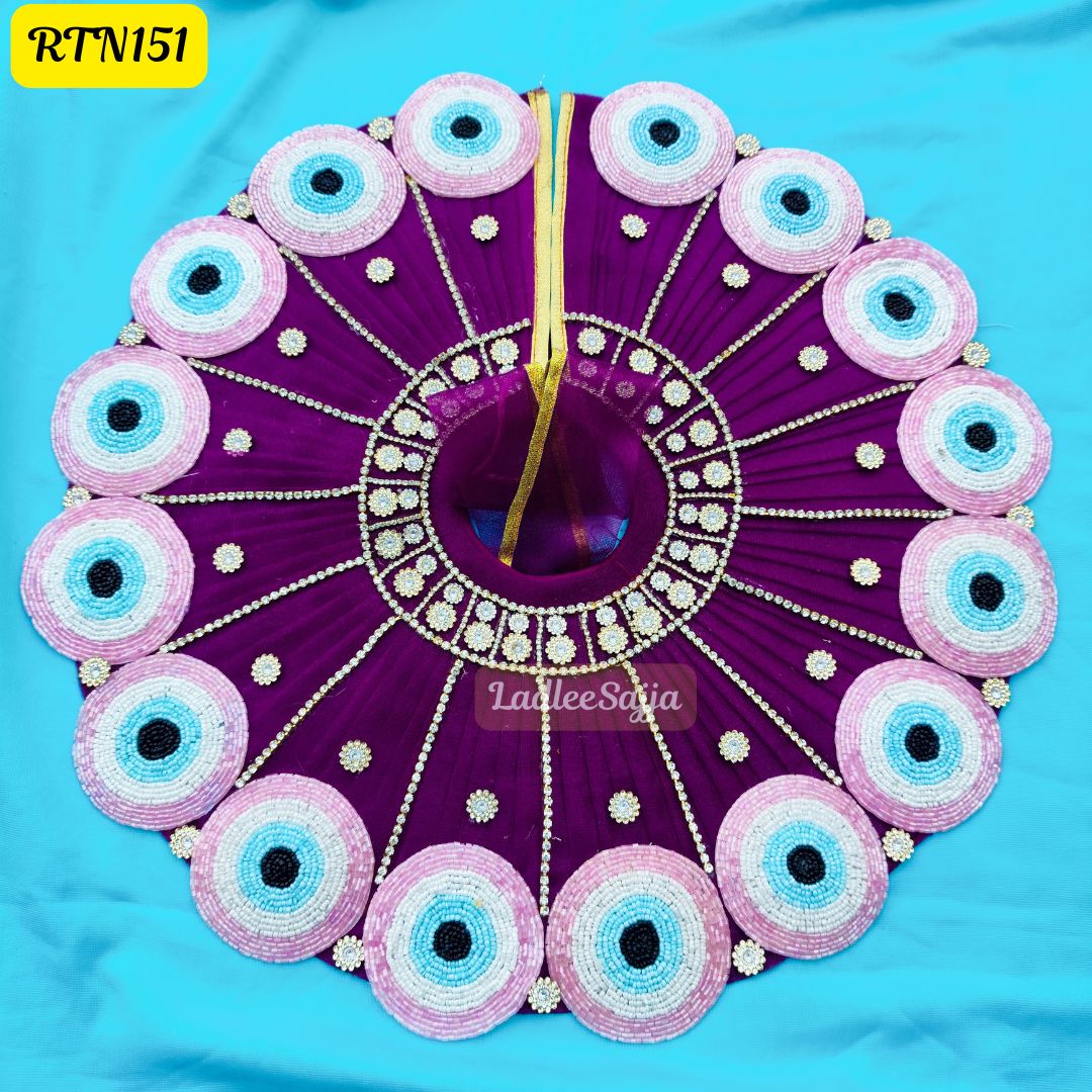 Wine Stone Work Beads Zari Poshak for Laddu Gopal | RTN151