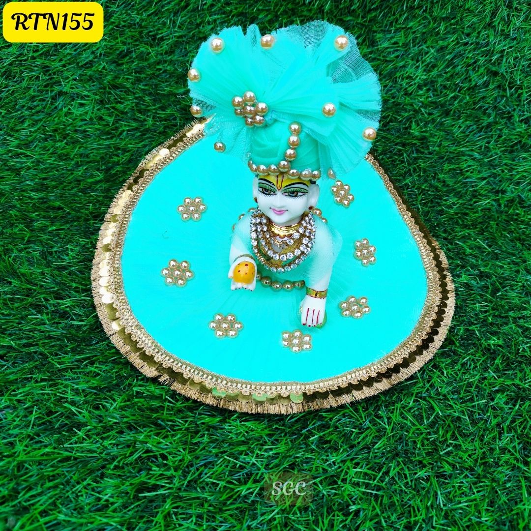 Beautiful Sea Green Poshak for Laddu Gopal | Size- 5 | RTN155
