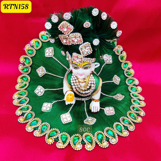 Elegant Green Laddu Gopal Dress with Matching Pagdi  |Size- 5 |  RTN158
