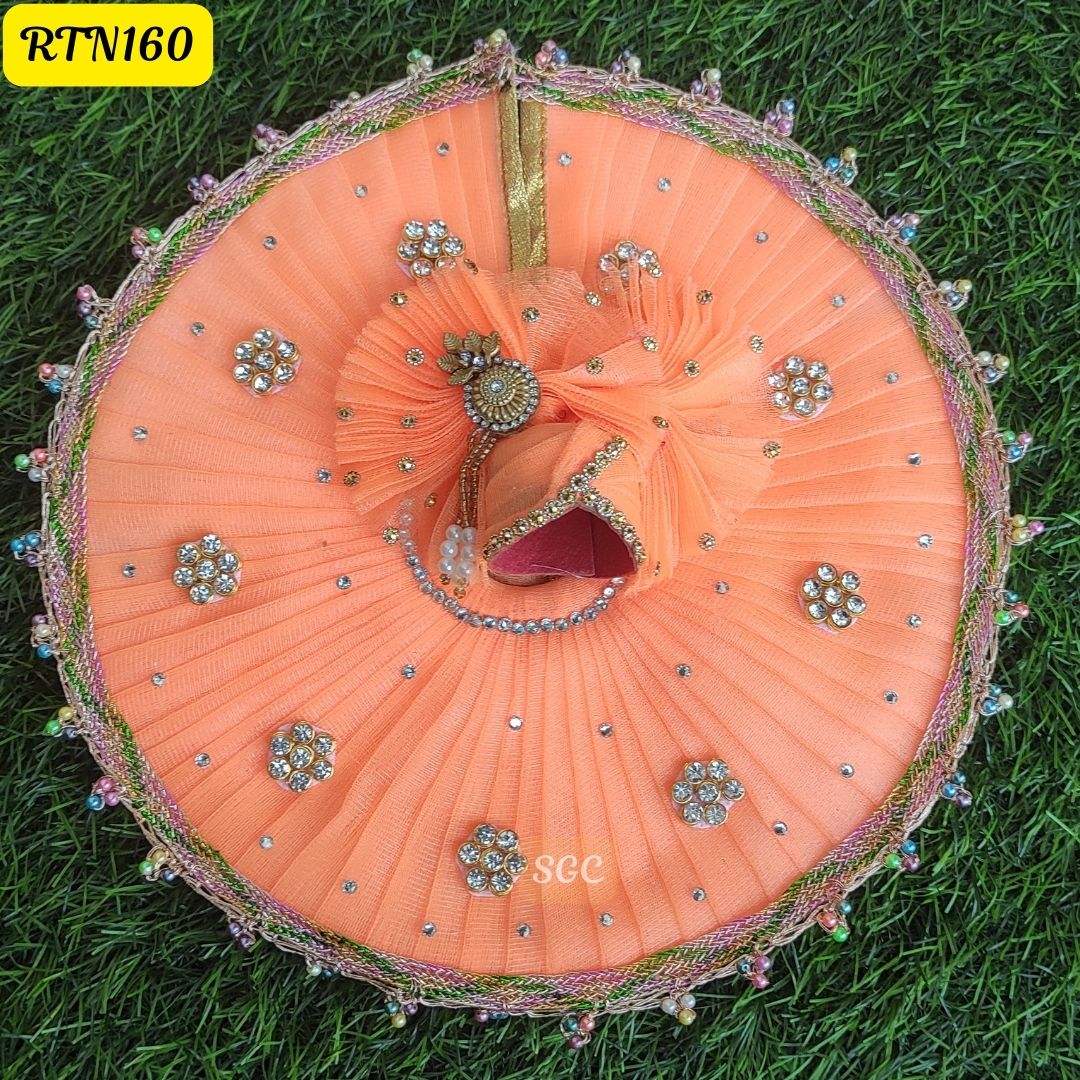 Peach Stone Work Poshak for Laddu Gopal | Size- (0, 2, 4, 5) | RTN160