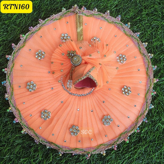 Peach Stone Work Poshak for Laddu Gopal | Size- (0, 2, 4, 5) | RTN160