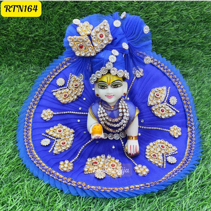 Royal Blue Laddu Gopal Dress with Golden Stone Work - RTN164 