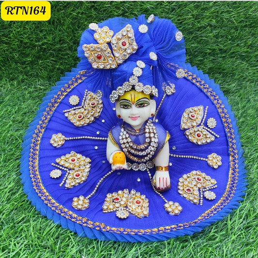 Royal Blue Laddu Gopal Dress with Golden Stone Work  |Size- (1, 2, 4 )|RTN164