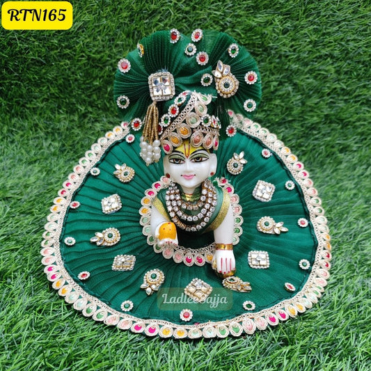 💚 Elegant Dark Green Laddu Gopal Dress with Stone Work - RTN165 ✨