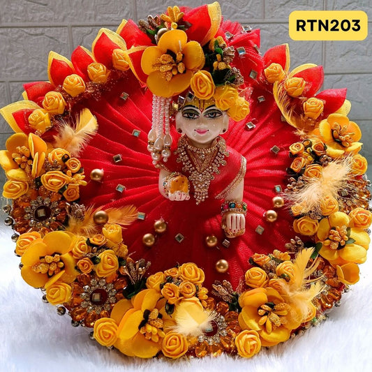 Red Floral design Poshak for Laddu Gopal  | Size- 4 No.| RTN203