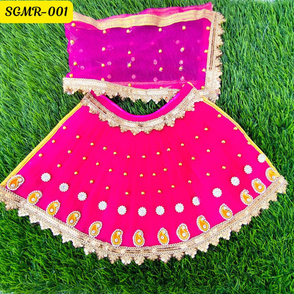 Vibrant Pink Mata Rani Dress with Golden Embellishments | Premium Poshak for Navratri || SGMR001