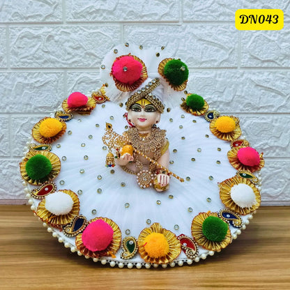 Holi Special Designer Laddu Gopal Poshak in White Color with Matching Pagdi | DN043