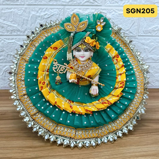Yellow and Green Laddu Gopal Poshak with Matching Pagdi | SGN205