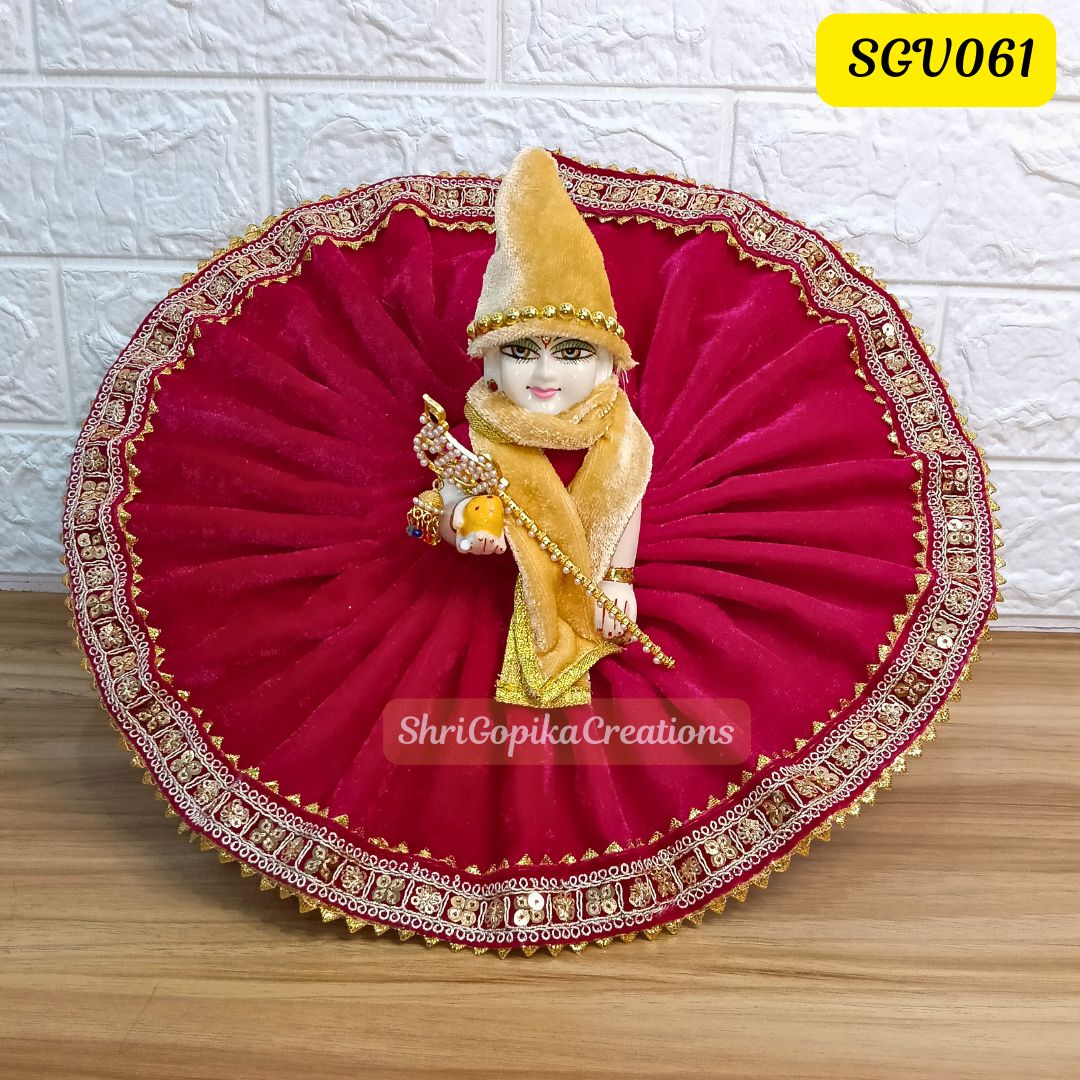 Velvet Winter Special Rani Pink Laddu Gopal Outfit with Matching Cap and Scarf | SGV061