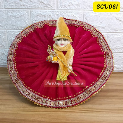 Velvet Winter Special Rani Pink Laddu Gopal Outfit with Matching Cap and Scarf | SGV061