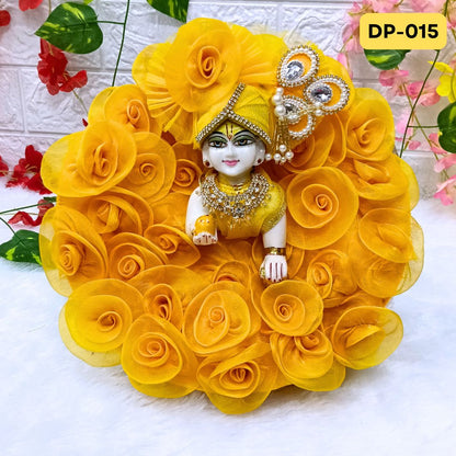 Yellow Designer Rose Loaded Laddu Gopal Poshak With Matching Pagdi | DP015